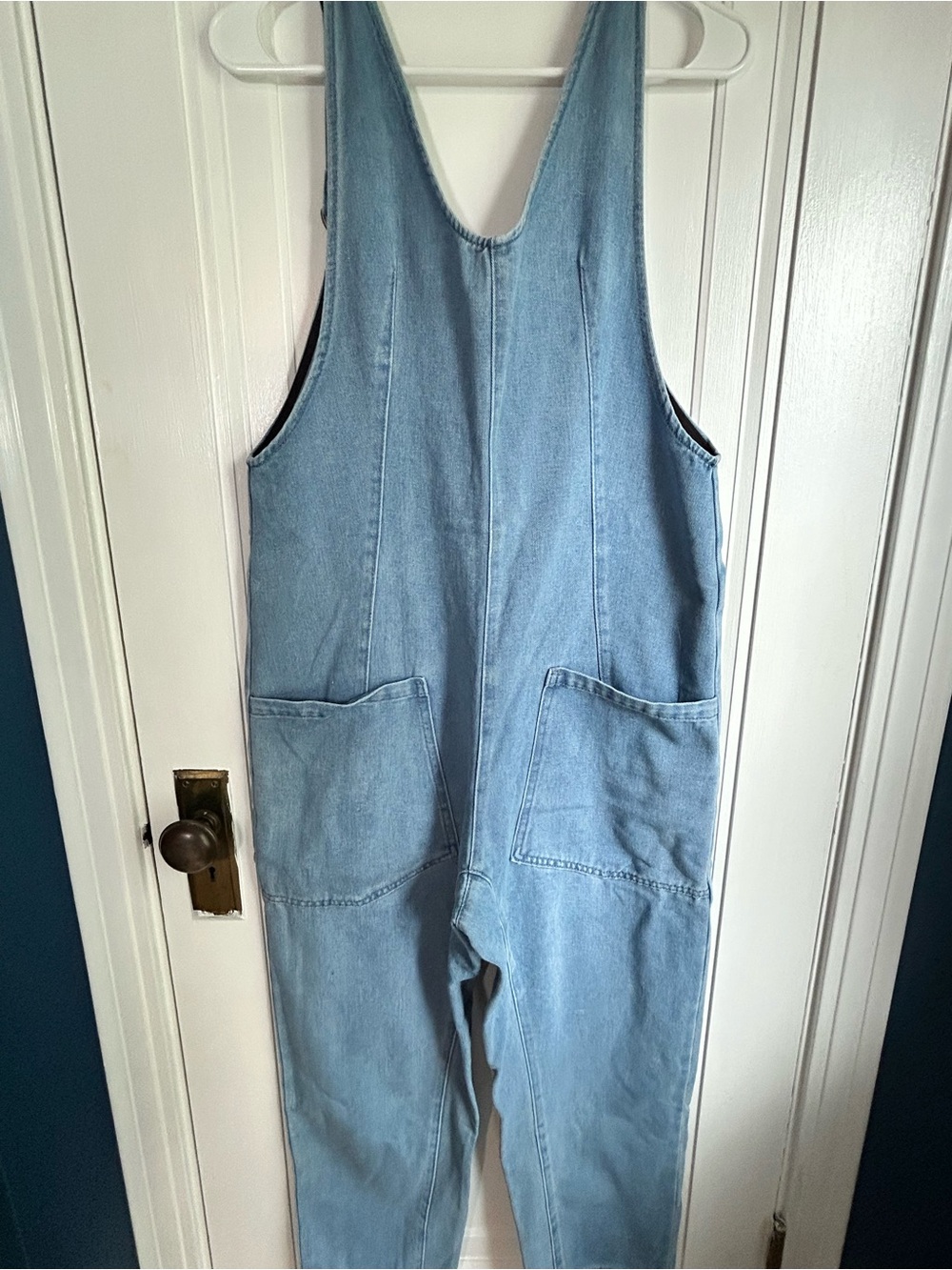 Light Wash Denim Overalls with Front Pockets - Picture 7 of 11